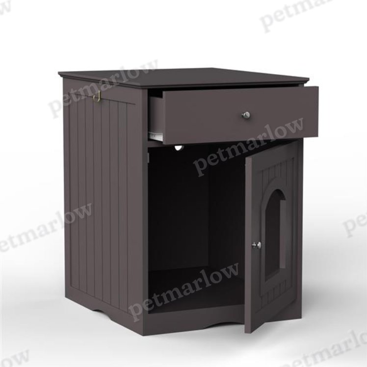 Cat Litter Box Enclosure with Drawer and Side Table – view 4