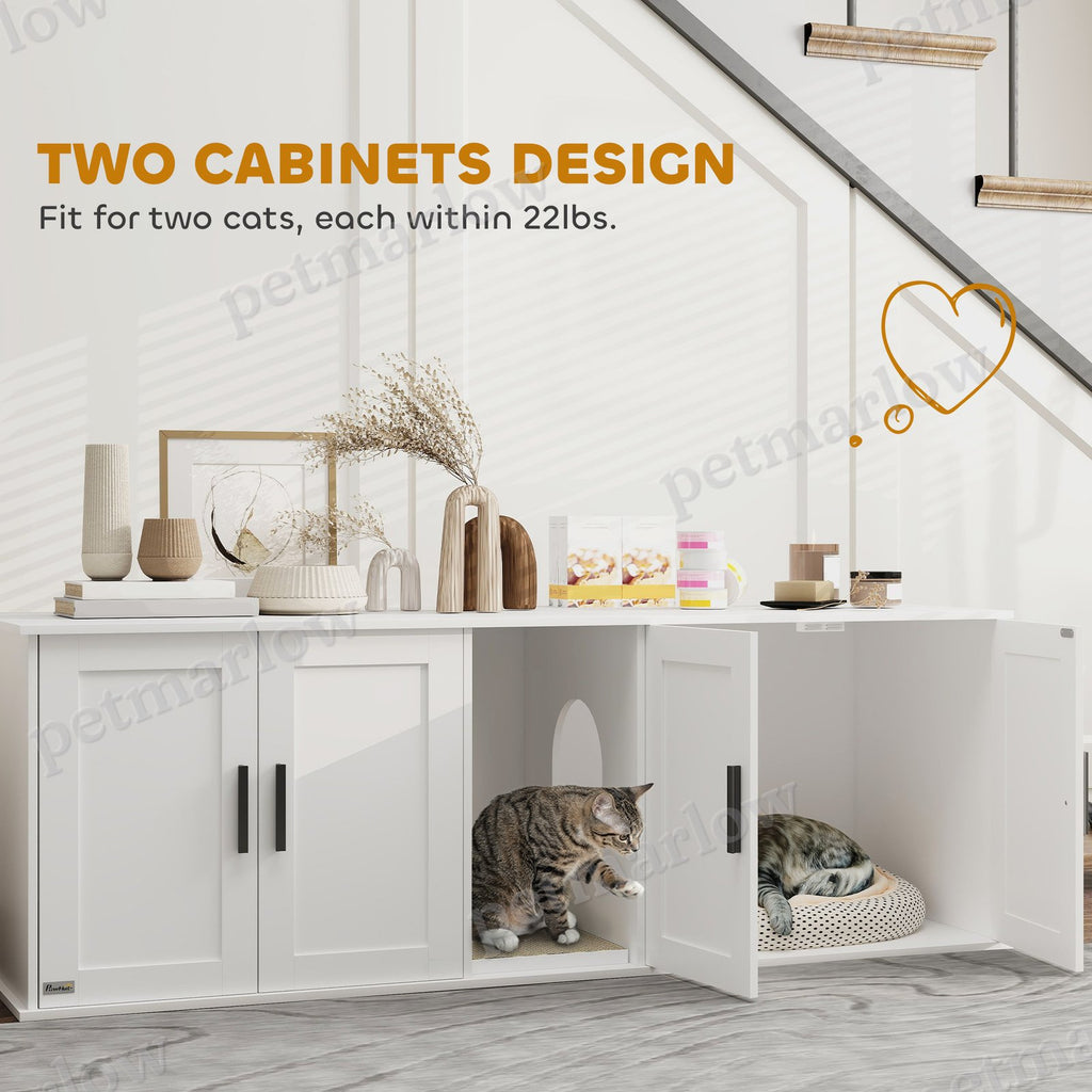 Cat Litter Box Enclosure with Dual Compartments and Scratching Mat – view 5