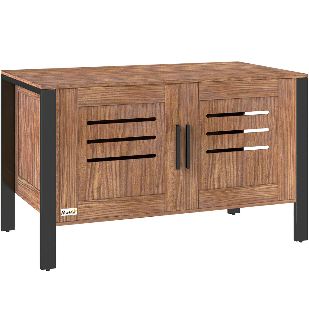 Cat Litter Box Enclosure with Scratching Board and Tall Legs – Brown / 900x510x150 mm