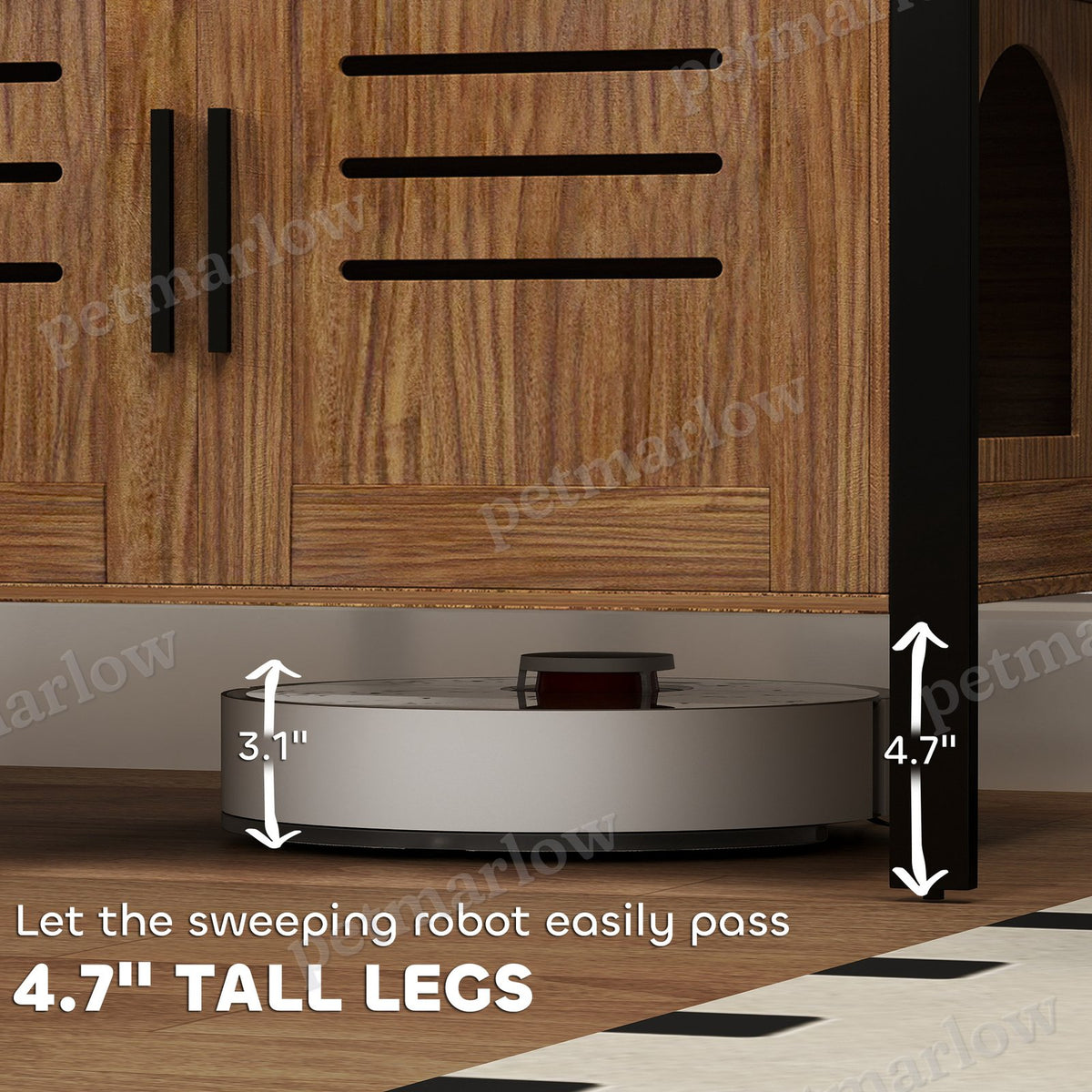 Cat Litter Box Enclosure with Scratching Board and Tall Legs – view 3