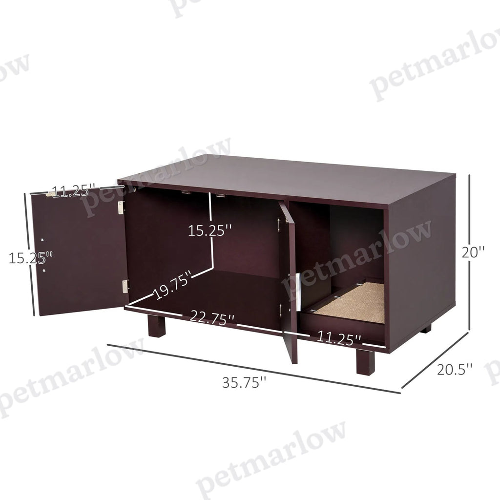 Cat Litter Box Enclosure with Scratching Pad and Storage – view 3