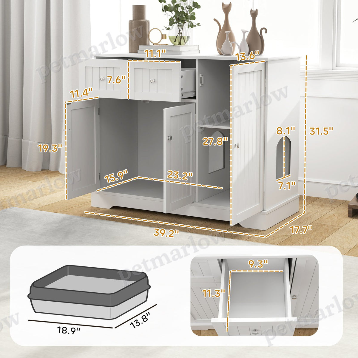 Cat Litter Box Enclosure with Storage and Anti-Tip Kit – view 5
