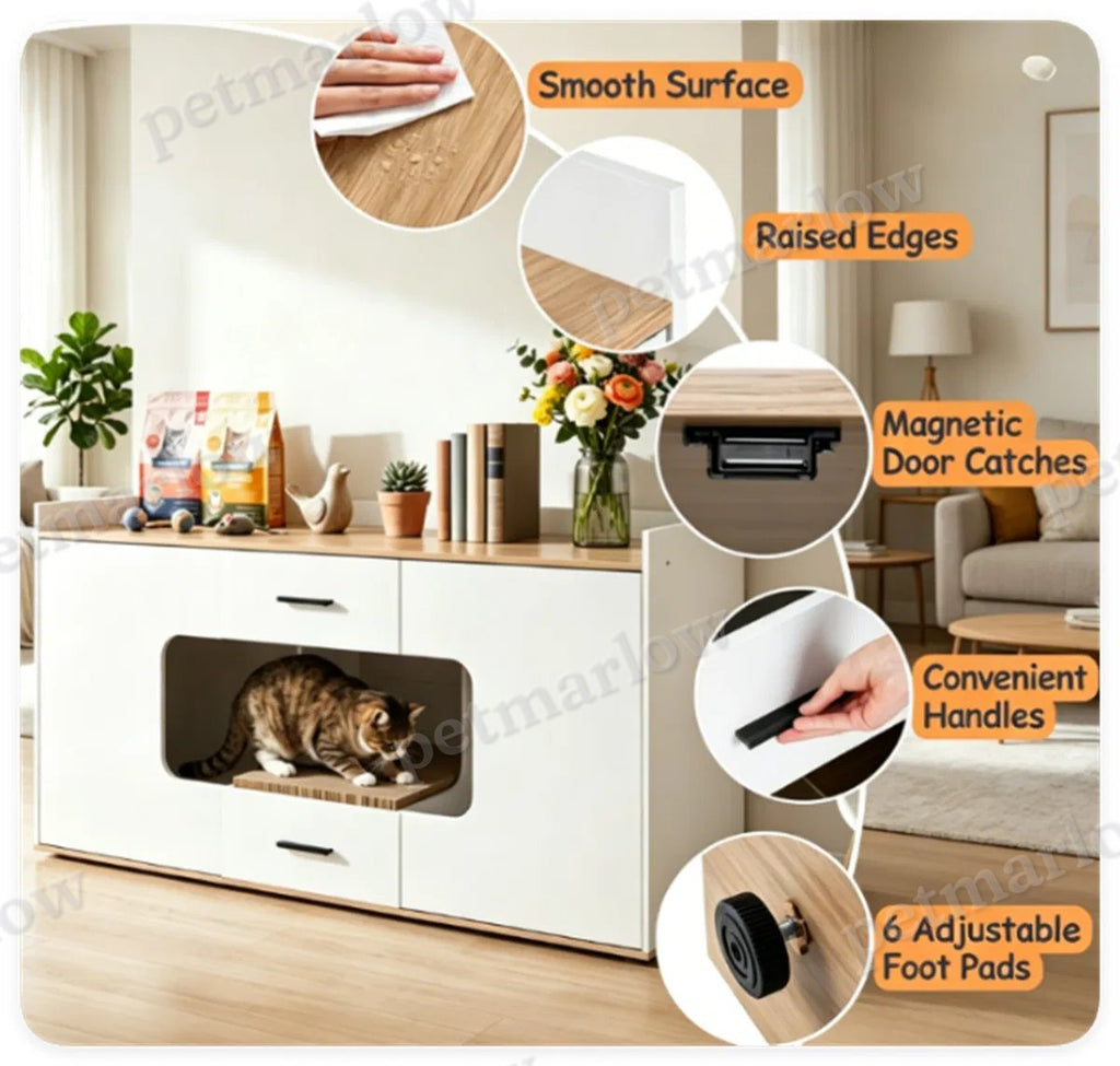 Cat Litter Box Enclosure with Storage & Scratching Board – view 5