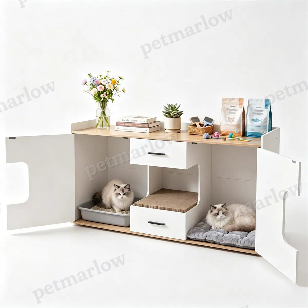 Cat Litter Box Enclosure with Storage & Scratching Board – view 6