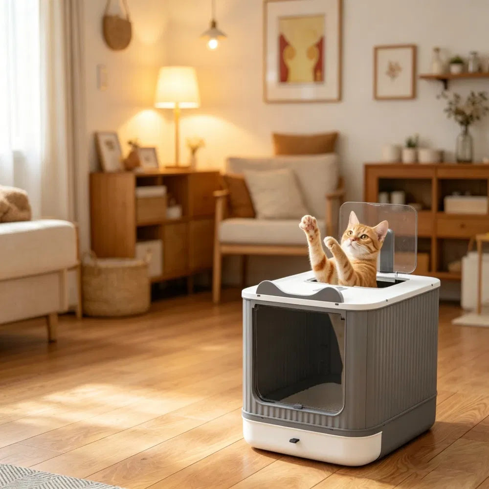 Cat Litter Box with Adjustable Front for Easy Access