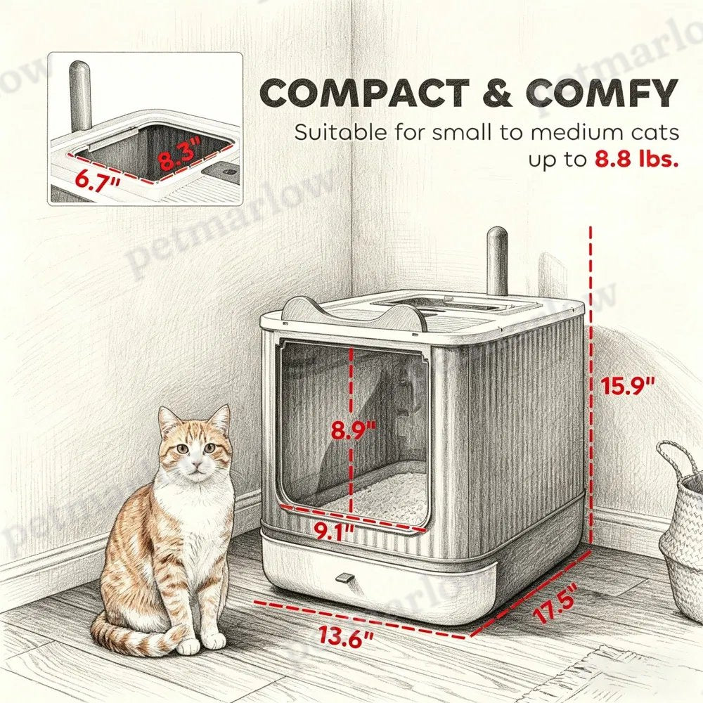 Cat Litter Box with Adjustable Front for Easy Access – view 3
