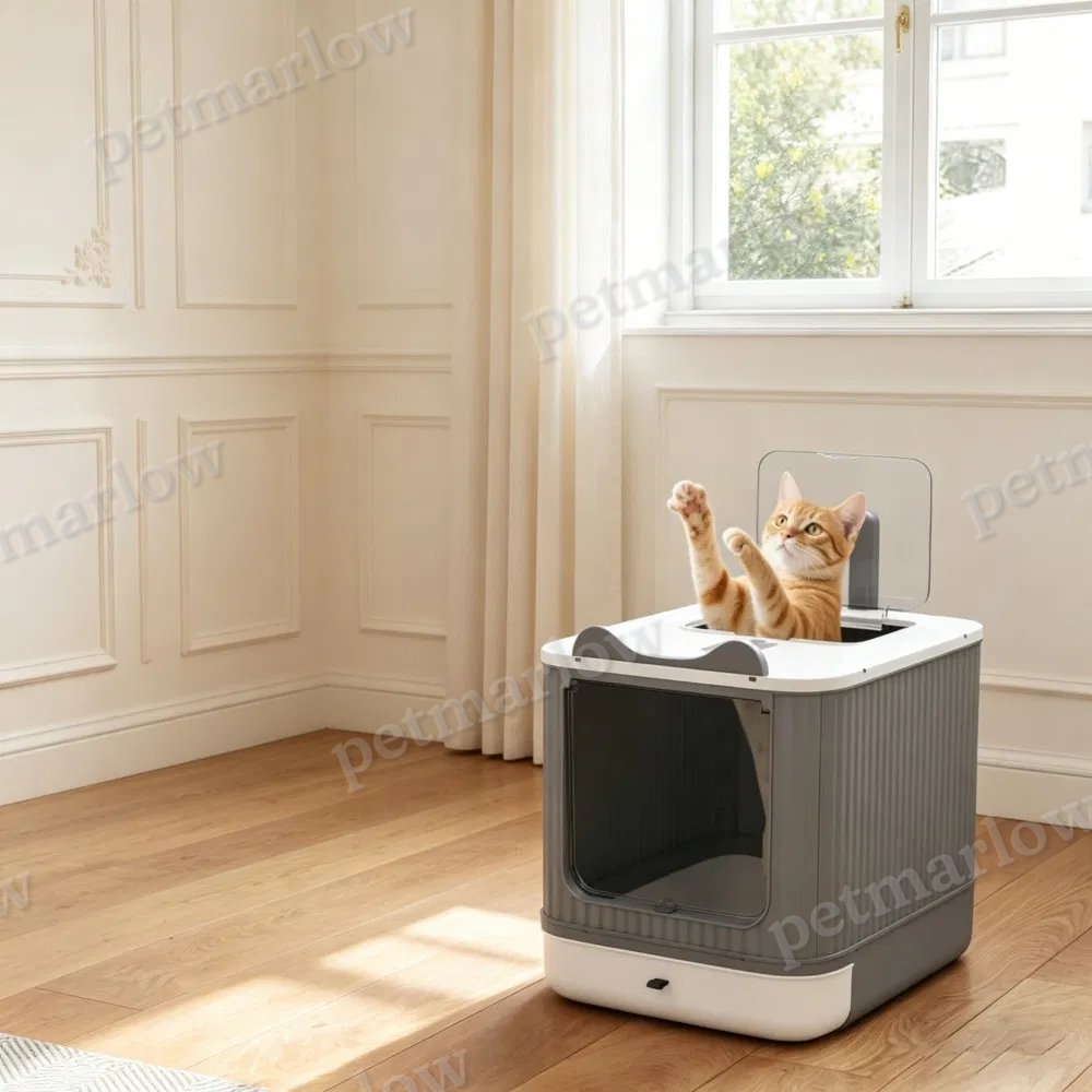 Cat Litter Box with Adjustable Front for Easy Access – view 4