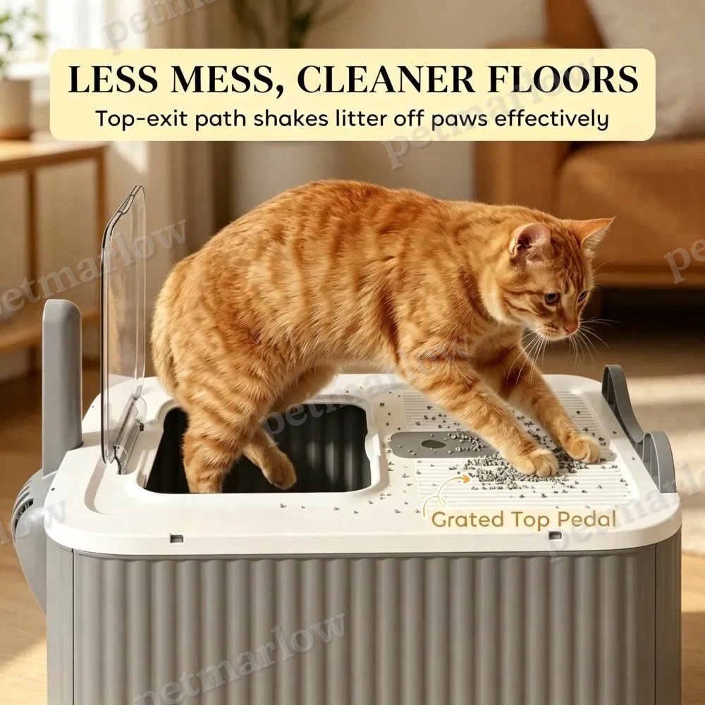 Cat Litter Box with Adjustable Front for Easy Access – view 5