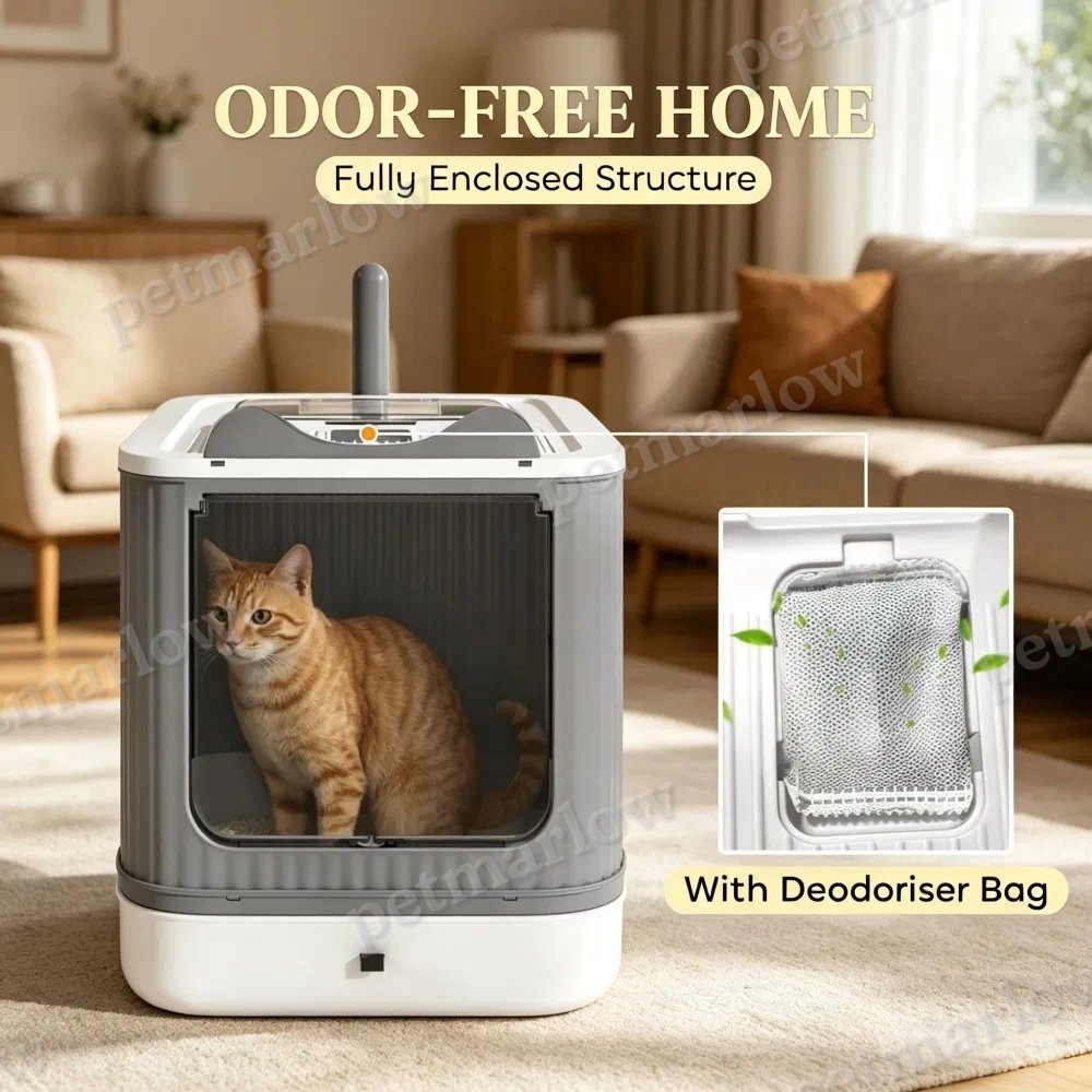 Cat Litter Box with Adjustable Front for Easy Access – view 6