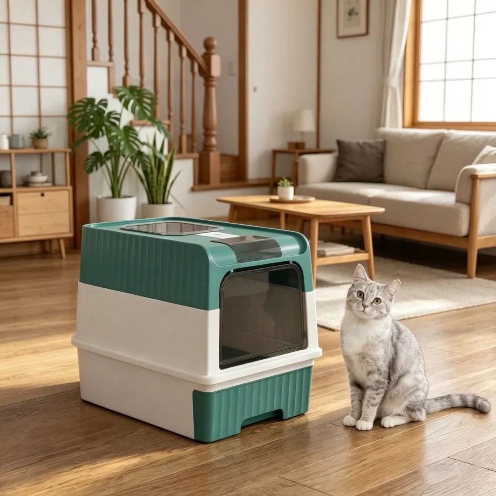 Cat Litter Box with Easy Clean Design for Small Cats