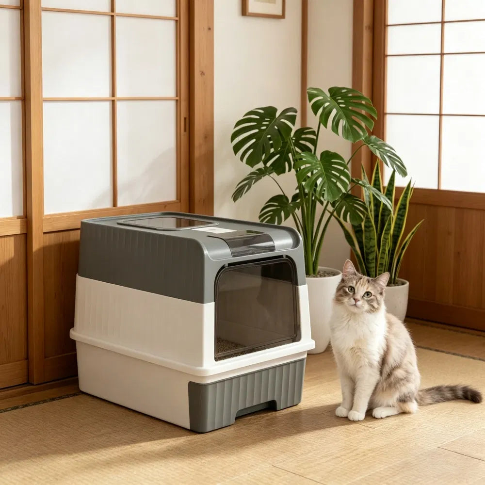 Cat Litter Box with Easy Cleaning and Odor Control