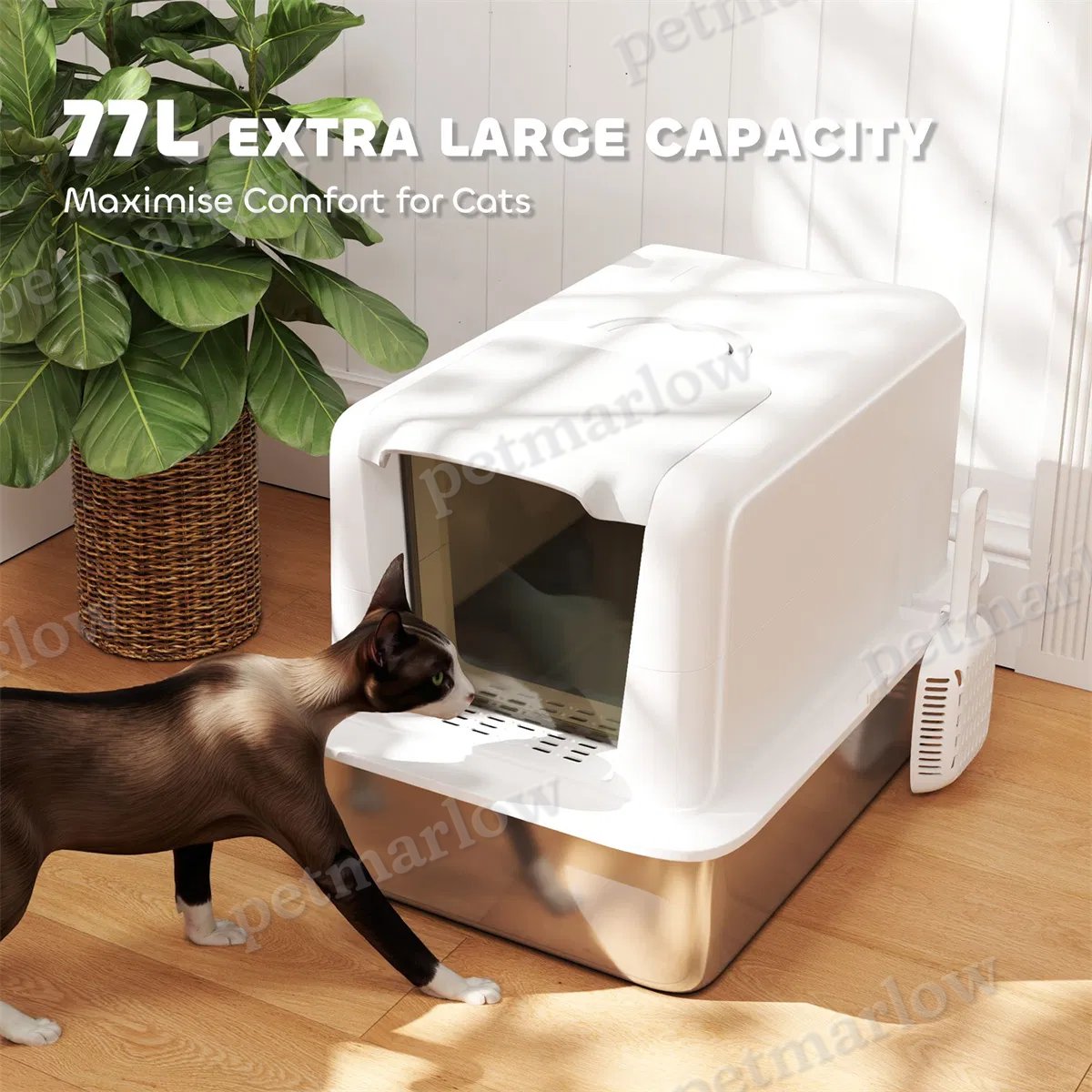 Cat Litter Box with Enclosed Design for Odor Control – view 3