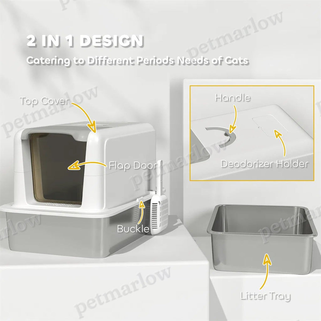 Cat Litter Box with Enclosed Design for Odor Control – view 4