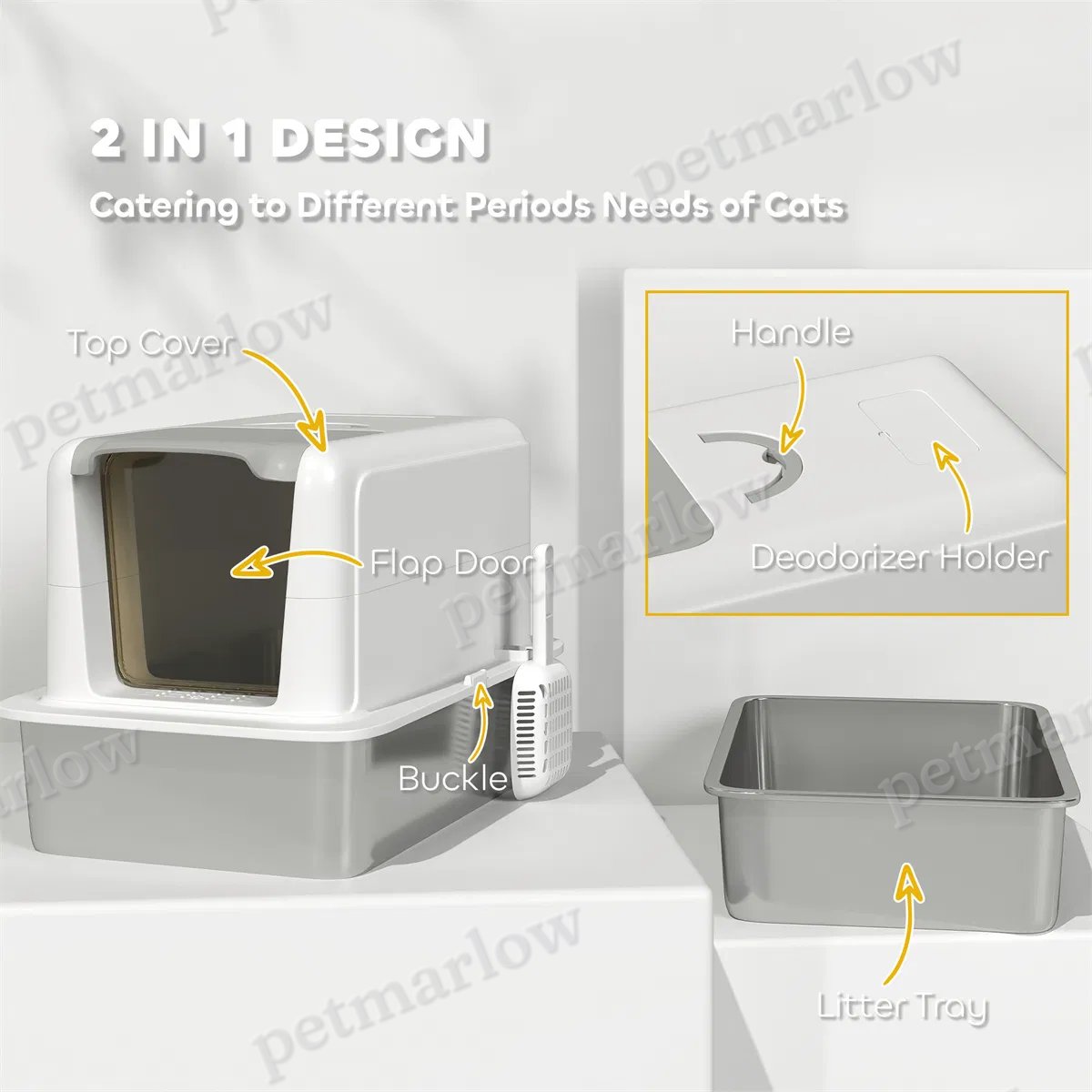 Cat Litter Box with Enclosed Design for Odor Control – view 4