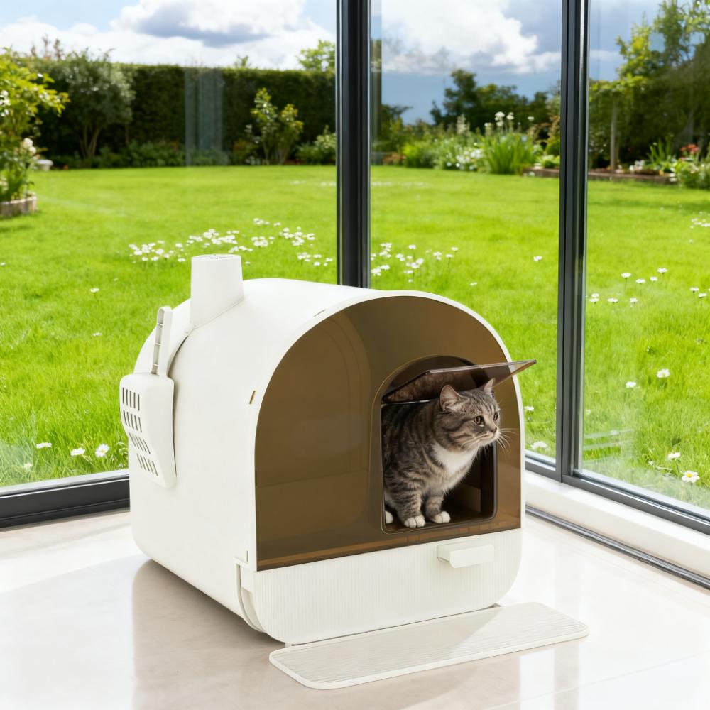 Cat Litter Box With Lid, Scoop, And Filter