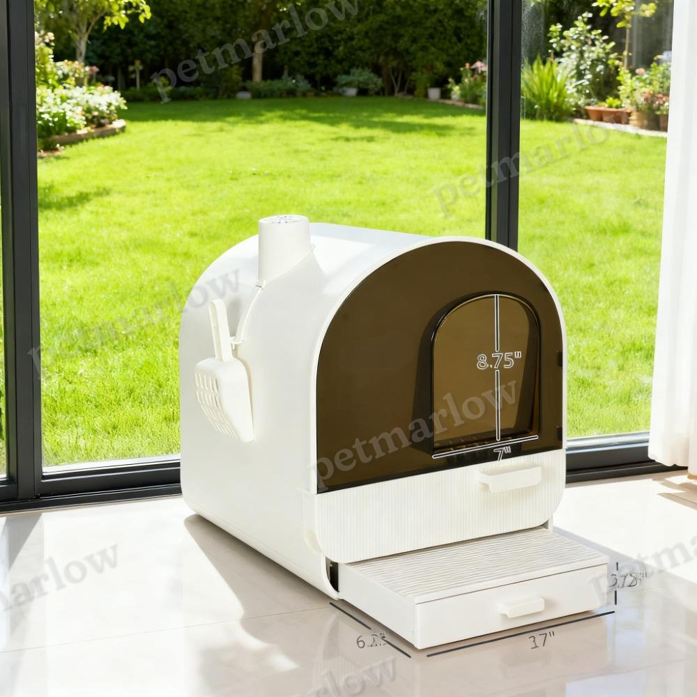 Cat Litter Box With Lid, Scoop, And Filter – view 3