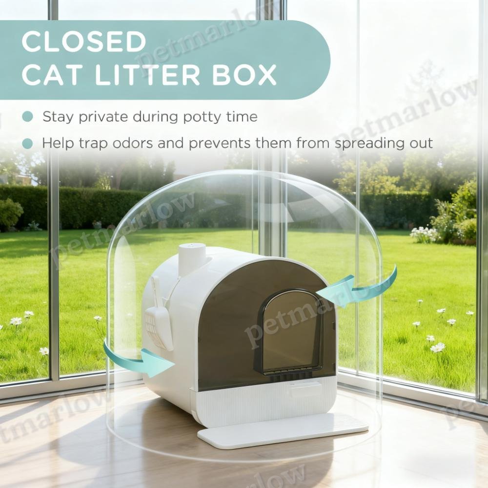 Cat Litter Box With Lid, Scoop, And Filter – view 4