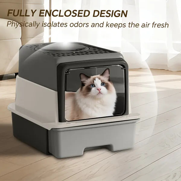 Cat Litter Box with Pull-Out Drawer for Easy Cleaning