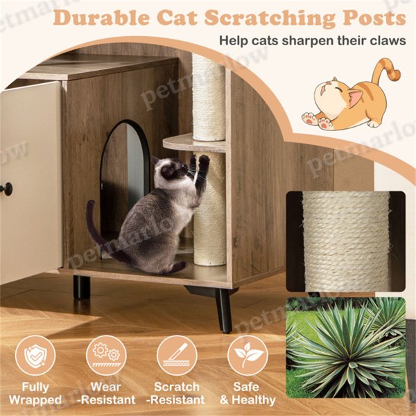 Cat Litter Box with Scratching Post and Play Area – view 2