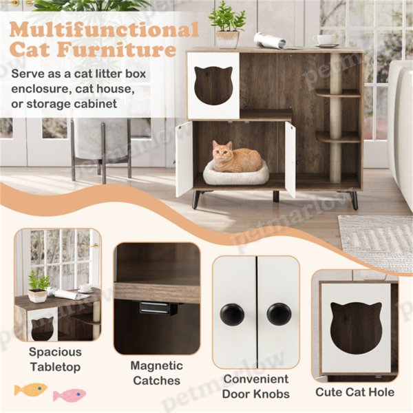 Cat Litter Box with Scratching Post and Play Area – view 5