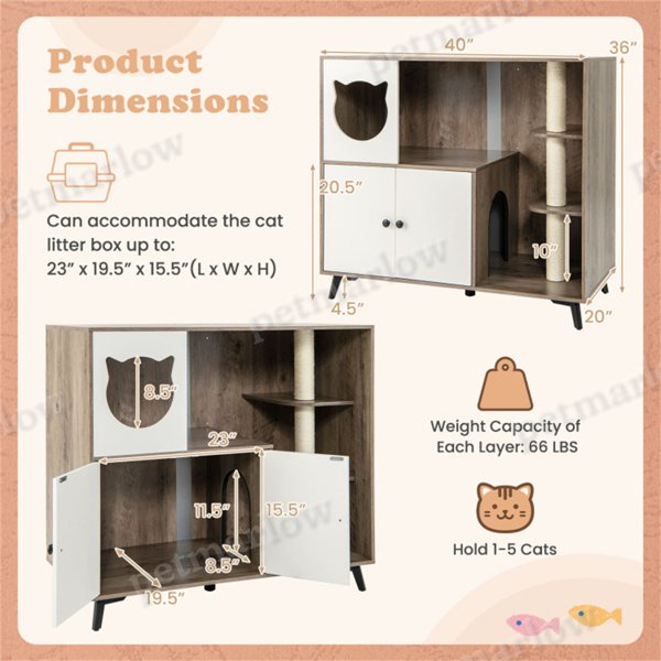Cat Litter Box with Scratching Post and Play Area – view 6