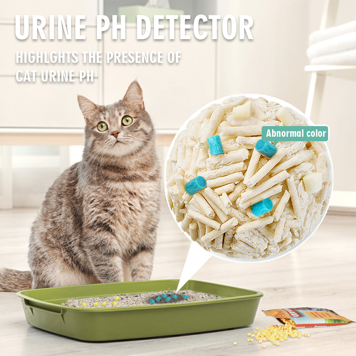 Cat Litter Self-Checking Particles for Urine Detection