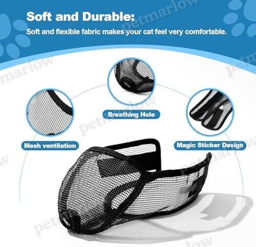 Cat Muzzle for Grooming Nail Trimming with Soft Mesh Covered, Prevent Biting Chewing – view 2