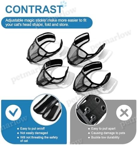 Cat Muzzle for Grooming Nail Trimming with Soft Mesh Covered, Prevent Biting Chewing – view 3
