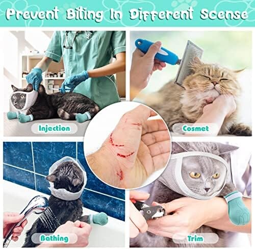 Cat Muzzle for Grooming with 4 Silicone Boots – view 7