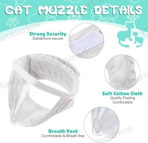 Cat Muzzle for Grooming with 4 Silicone Boots – view 3