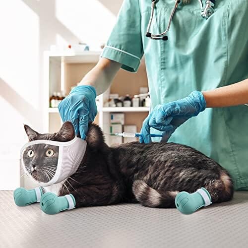 Cat Muzzle for Grooming with 4 Silicone Boots – view 8