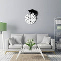 Cat on Clock Living Room Mirror 3D Wall Design