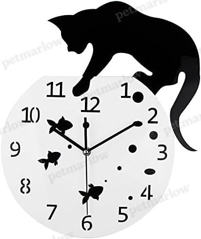 Cat on Clock Living Room Mirror 3D Wall Design – view 3