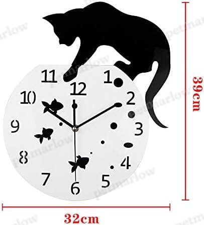 Cat on Clock Living Room Mirror 3D Wall Design – view 4