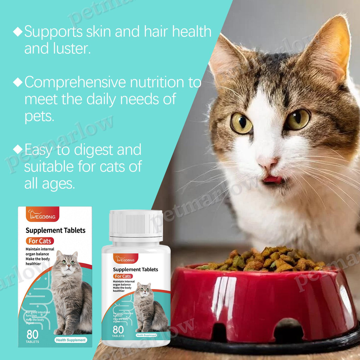 Cat Probiotic Supplement Tablets for Gut and Digestive Health – view 5