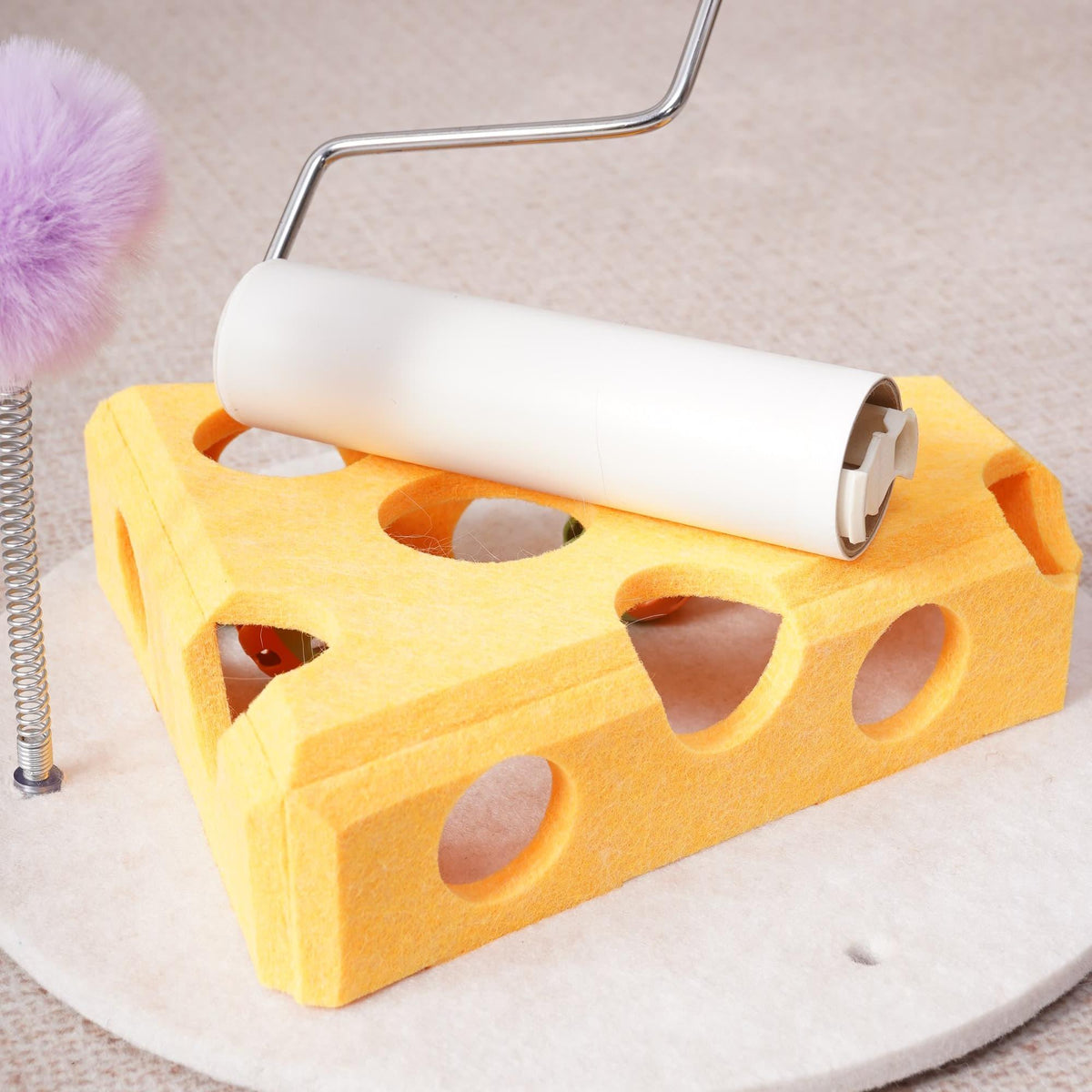 Cat Puzzle Toy With Ball And Spring-loaded Wand