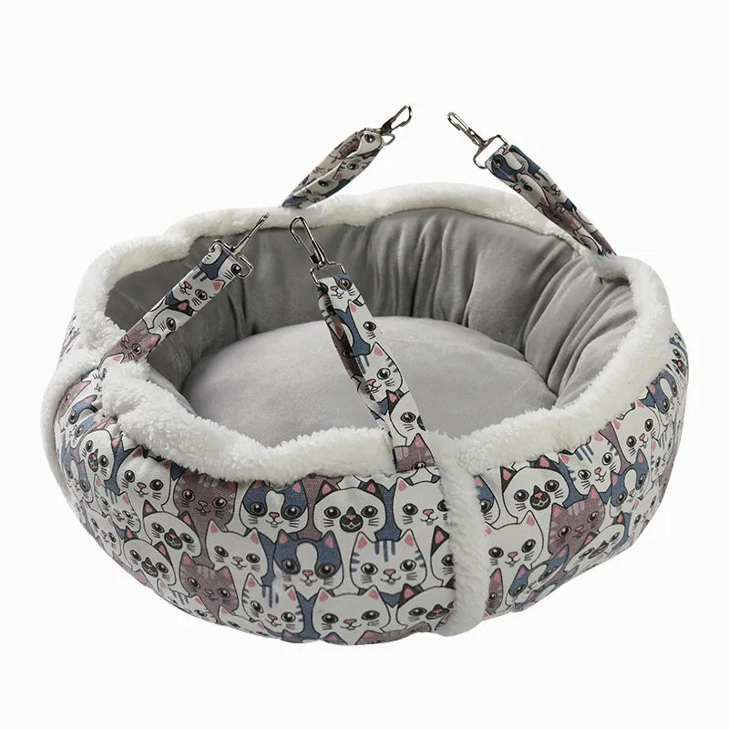 Cat Resting Bed with Cat Pattern – Soft and Comfortable Cat Bed – Grey Round / S