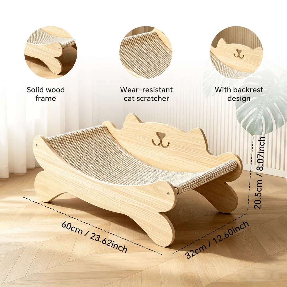 Cat Scratcher Bed with Solid Wood Frame and Ergonomic Design – view 2