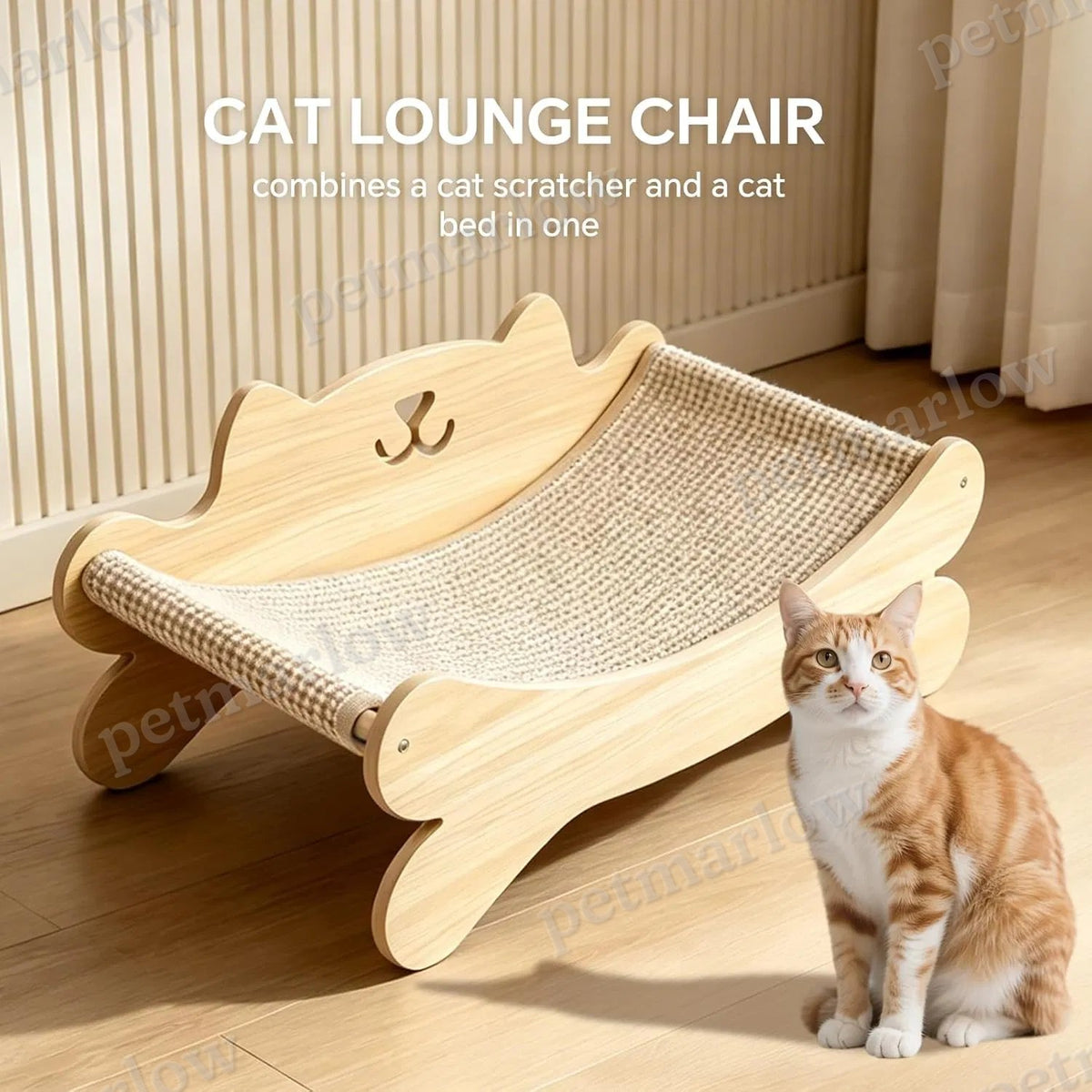 Cat Scratcher Bed with Solid Wood Frame and Ergonomic Design – view 5