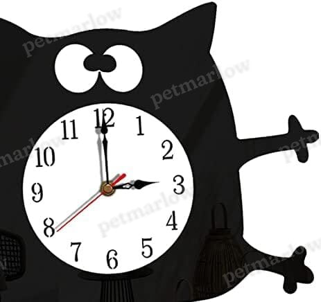 Cat Shaped Wall Clock Non-Ticking Battery Operated Art Clock for Bedroom Kitchen Decoration – view 4