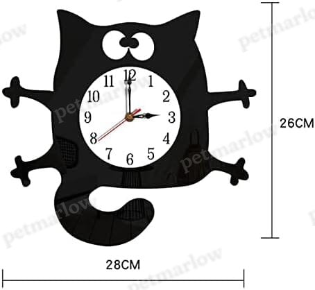 Cat Shaped Wall Clock Non-Ticking Battery Operated Art Clock for Bedroom Kitchen Decoration – view 5