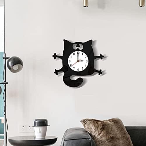 Cat Shaped Wall Clock Non-Ticking Battery Operated Art Clock for Bedroom Kitchen Decoration – view 7