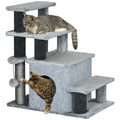 Cat Stairs Pet Steps with Scratching Posts and Condo – Grey