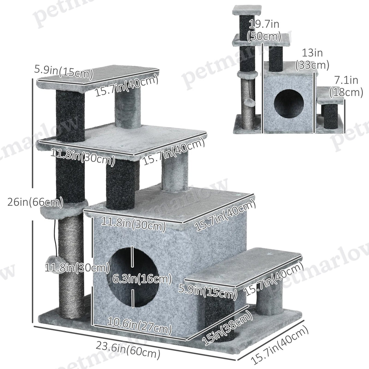 Cat Stairs Pet Steps with Scratching Posts and Condo – view 3