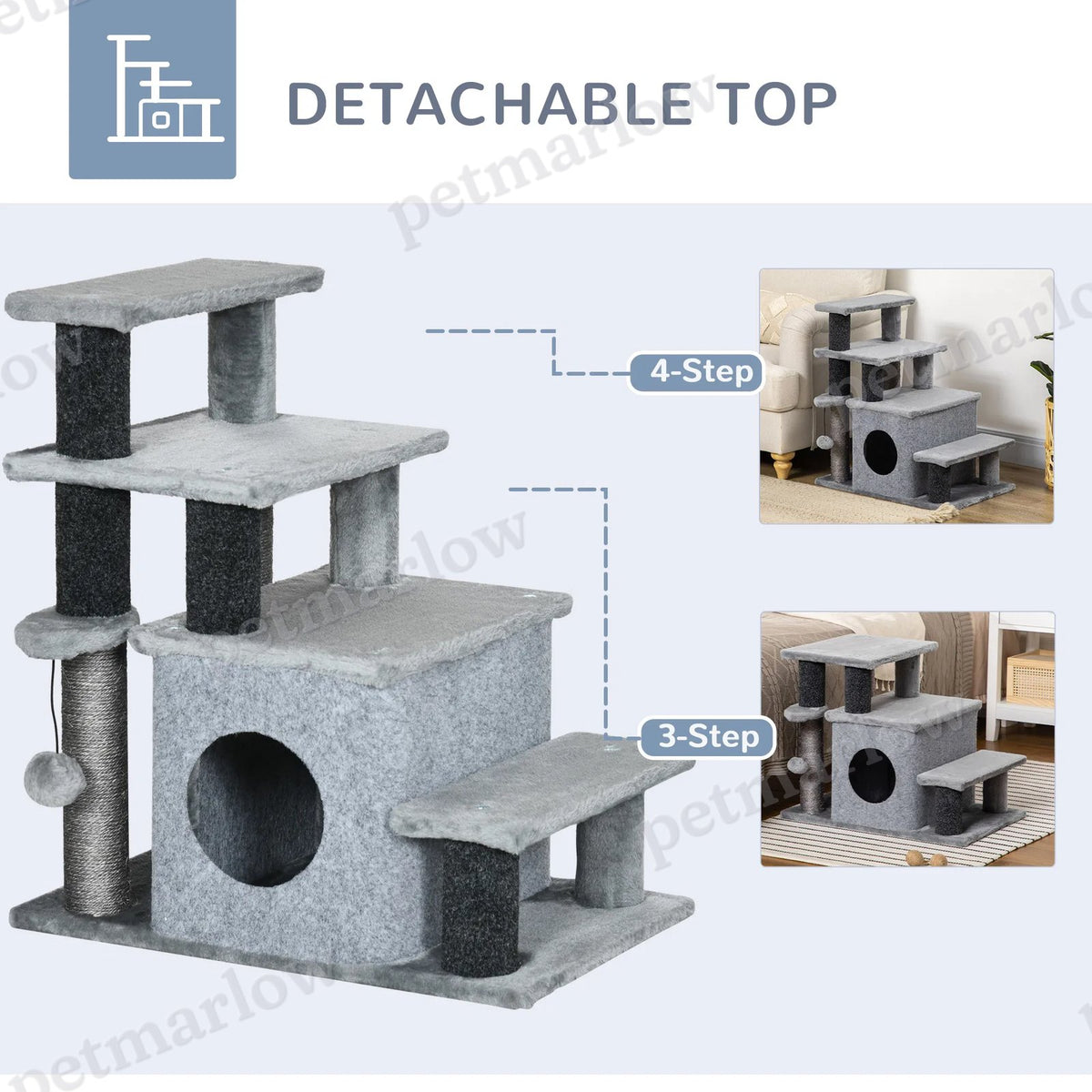 Cat Stairs Pet Steps with Scratching Posts and Condo – view 4