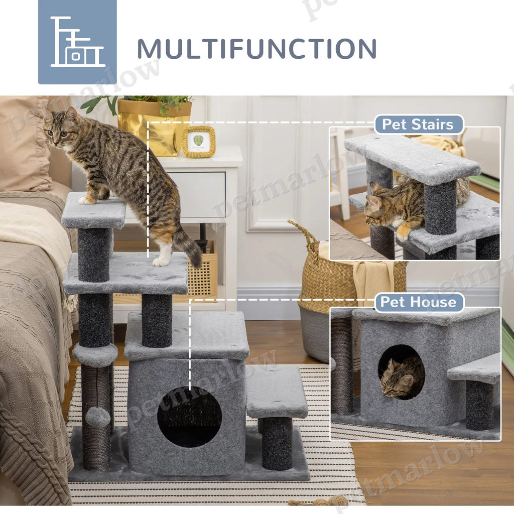 Cat Stairs Pet Steps with Scratching Posts and Condo – view 6