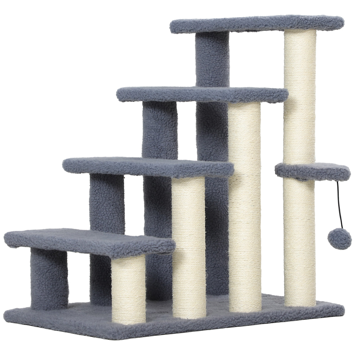 Cat Steps with Scratching Posts for High Bed and Sofa – Gray / 640x410x130 mm