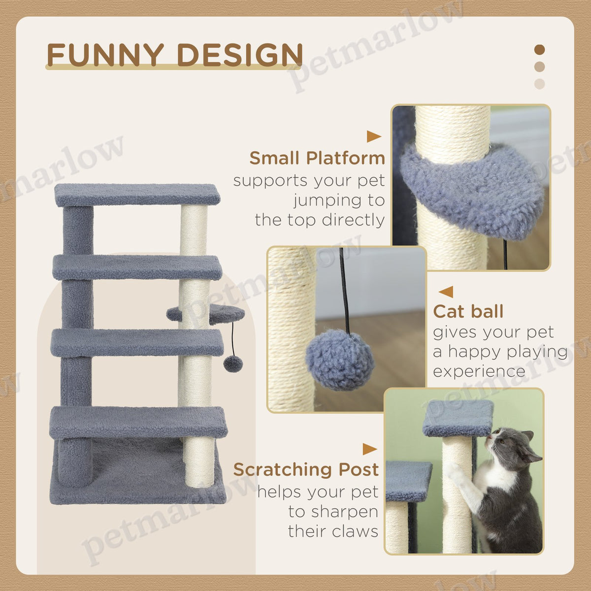 Cat Steps with Scratching Posts for High Bed and Sofa – view 3