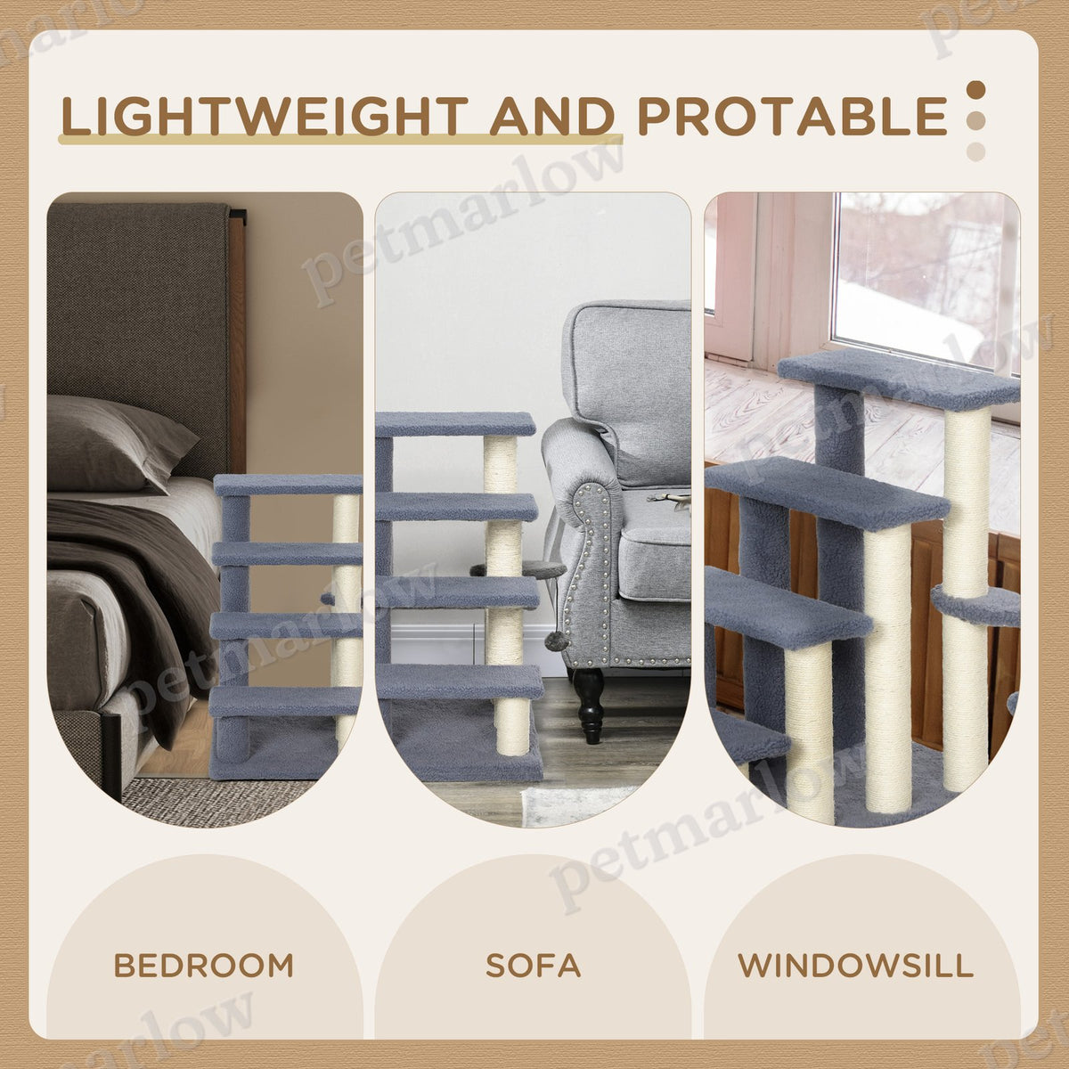Cat Steps with Scratching Posts for High Bed and Sofa – view 4