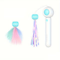 Cat Teaser Stick, Retractable Cat Wand With Replacement Head, Cat Feather Toy, Cat Interactive Toy For – Blue